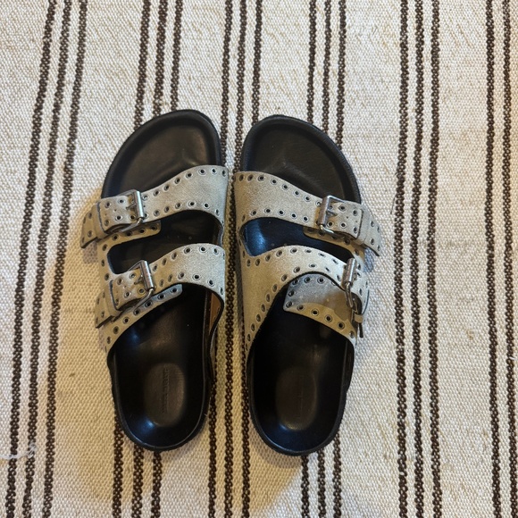 Isabel Marant Grommet Suede Slide Sandals - Picture 1 of 3